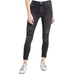 Joe's Jeans The Charlie High Rise Skinny Ankle Distressed Black Denim Size 27
